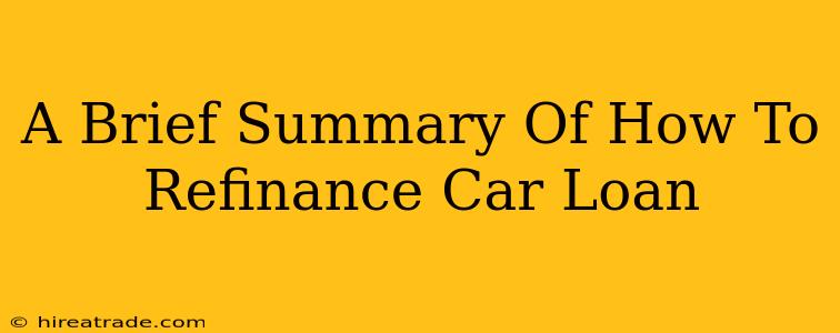 A Brief Summary Of How To Refinance Car Loan