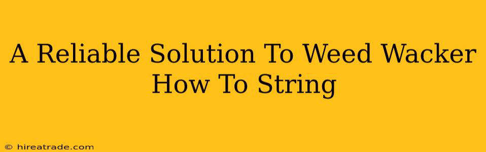 A Reliable Solution To Weed Wacker How To String