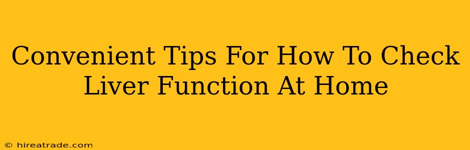 Convenient Tips For How To Check Liver Function At Home