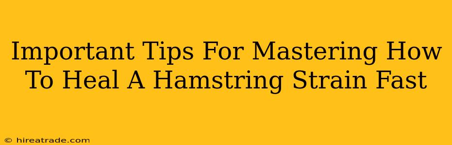Important Tips For Mastering How To Heal A Hamstring Strain Fast