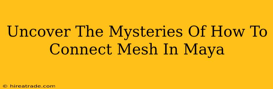 Uncover The Mysteries Of How To Connect Mesh In Maya